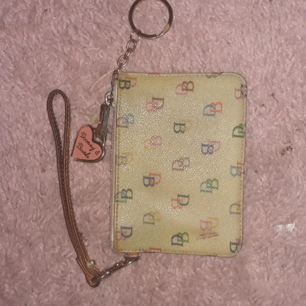Dooney and Bourke Signature Logo Rainbow Zipper Wristlet Pouch Wallet Bag